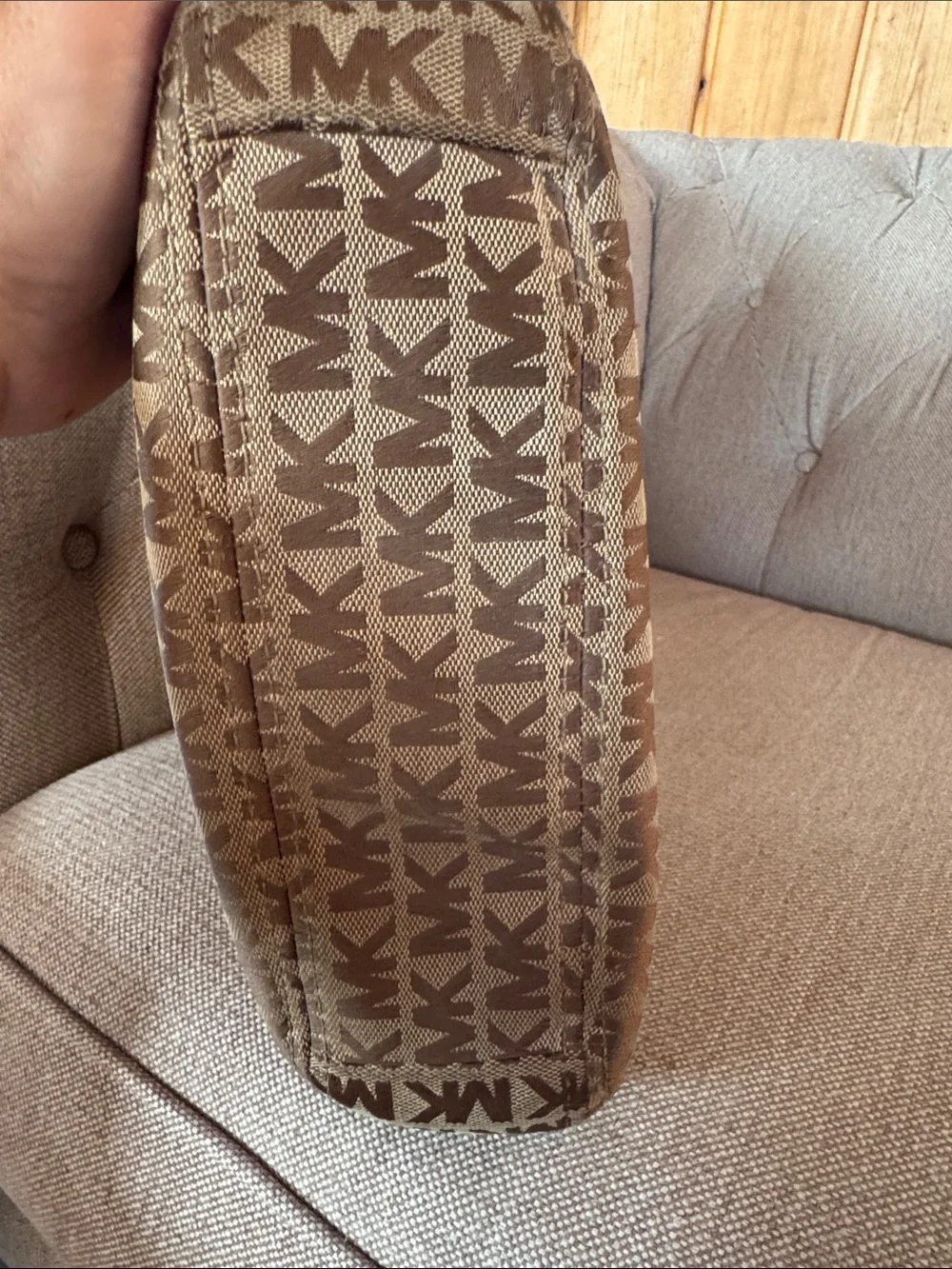 Michael Kors Tan Brown MK Logo Shoulder Bag